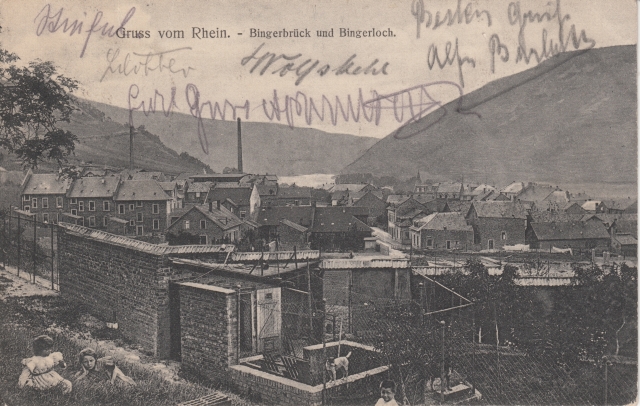 Bib Blick ueber Haeuser auf Bingerloch gel 1907 Bib Blick ueber Haeuser auf Bingerloch gel 1907
