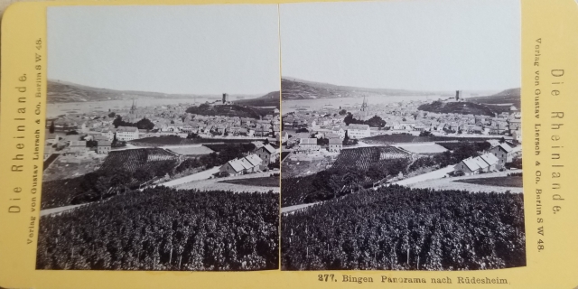 Bib Stereofoto um 1900 Blick n Bingen u Rh