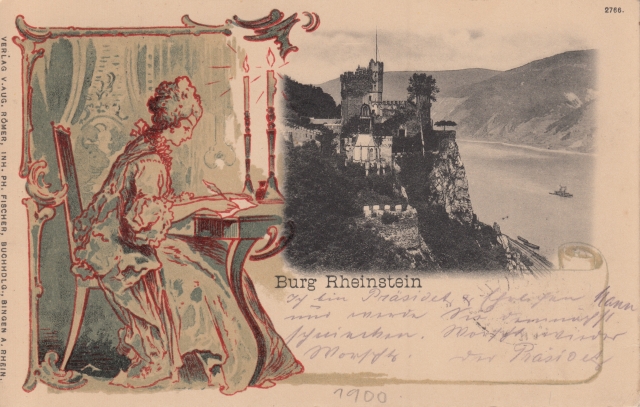 Burg Rheinstein Frau Schreibstube 1900