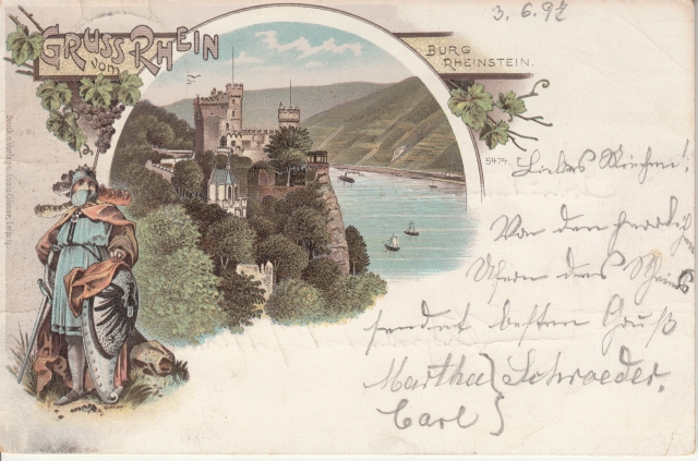Burg Rheinstein Gruss v Rhein Ritter 1897 gel - Kopie Burg Rheinstein Gruss v Rhein Ritter 1897 gel - Kopie