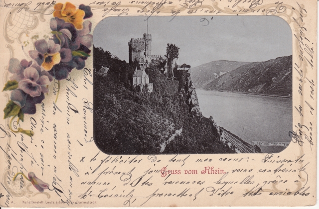 Burg Rheinstein Jugendstilkarte 1900 Burg Rheinstein Jugendstilkarte 1900