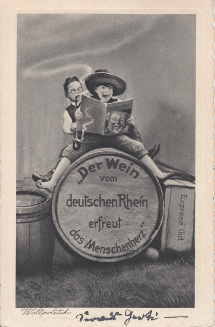 Rheingruss Kinder auf Weinfass 1939