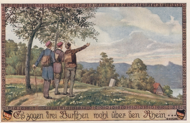 Rheingruss Kuenstlerk 3 Burschen um 1900