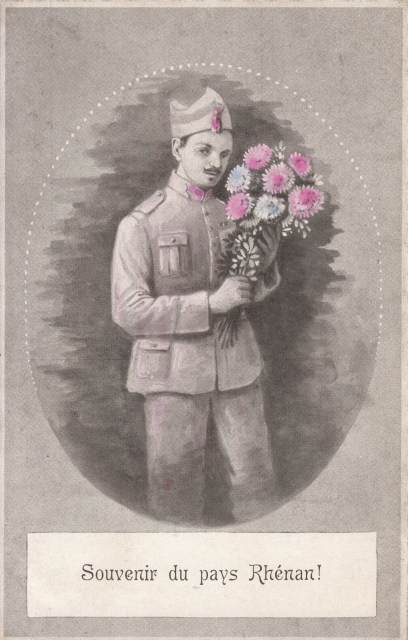 Rheingruss Soldat Souvenir du pays Rhnan 1919