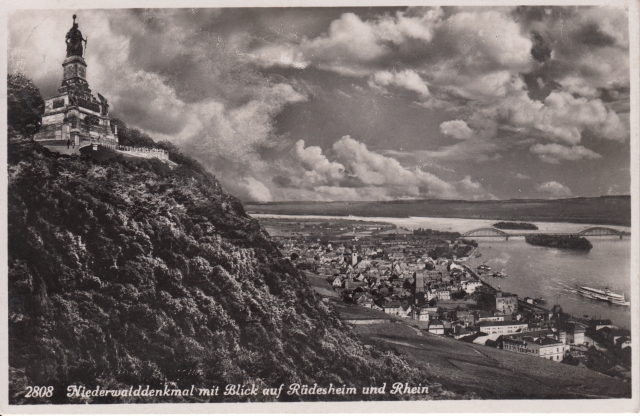 Rued Blick auf Ort Rhein Hindenburgbr 1938 Rued Blick auf Ort Rhein Hindenburgbr 1938