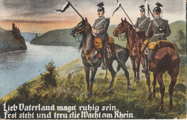 Wacht am Rhein 3 Soldaten auf Pferden ca 1915