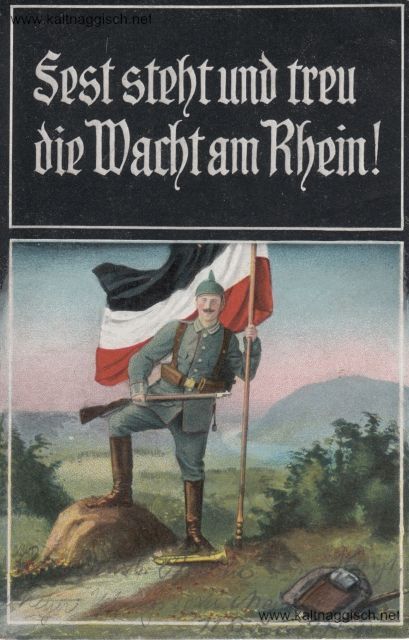 Wacht am Rhein Soldat Fahne gel 1915