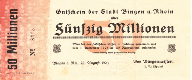 Bin 1923 Inflationsgeldschein  Hundert Millionen
