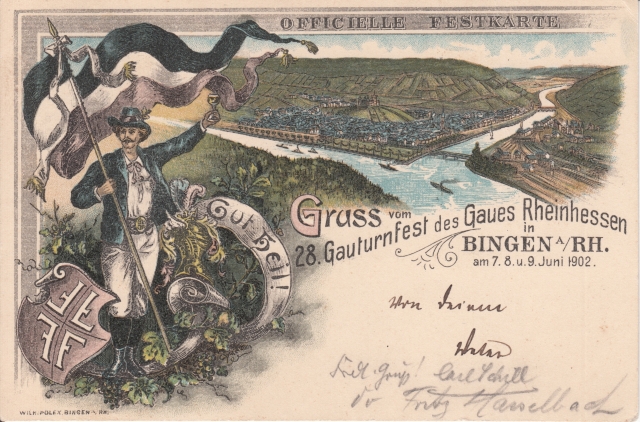 Bin Litho Gauturnfest Bingen Juni 1902 m Rh Nahe Eck Bin Litho Gauturnfest Bingen Juni 1902 m Rh Nahe Eck