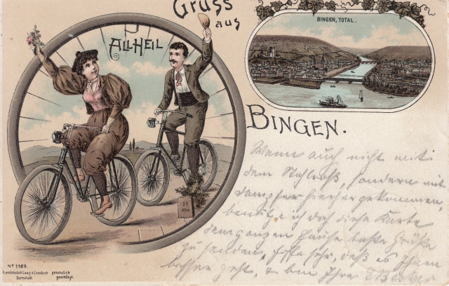 Bin Litho Paar auf Fahrrad 1897 Bin Litho Paar auf Fahrrad 1897