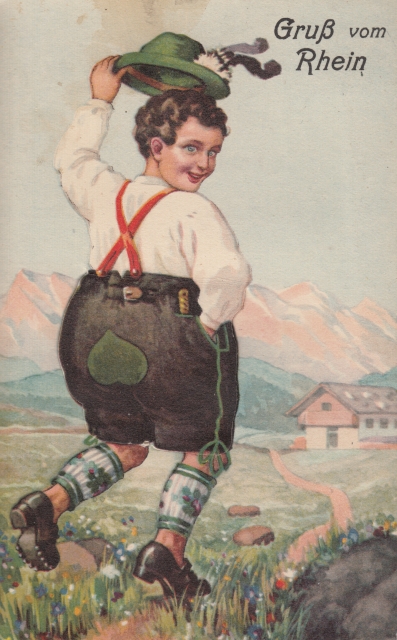 Leporello Gruss v Rhein Junge Hut 1927