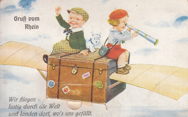 Leporello Rhein Koffer Kinder u Hund ca 1940