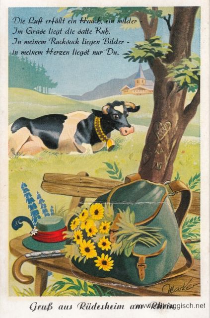 Leporello Ruedesheim 1959 Kuh Rucksack