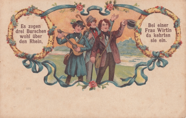 Liedkarte Es zogen drei Burschen 20er J