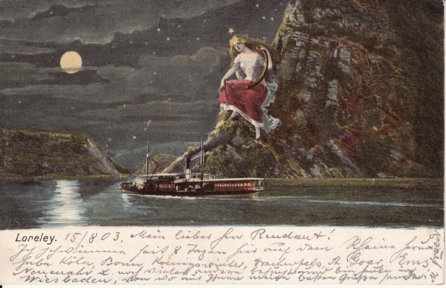Loreley gel 1903 Mondschein Schiff