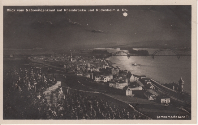 Mondschein Blick auf Ruedesh u Hindenburgbr 30er Mondschein Blick auf Ruedesh u Hindenburgbr 30er