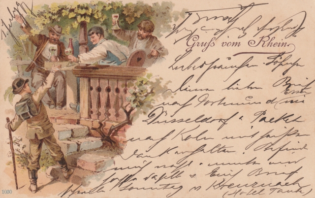 Rheingruesse 1895 Trinkrunde Litho Rheingruesse 1895 Trinkrunde Litho