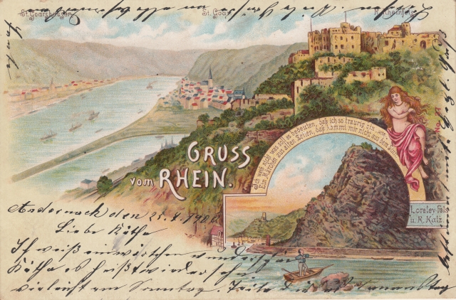 Rheingruesse 1900 Rheinfels u Loreley Rheingruesse 1900 Rheinfels u Loreley