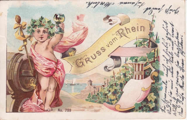 Rheingruss Junge m Weinglas Trauben 1903 Rheingruss Junge m Weinglas Trauben 1903