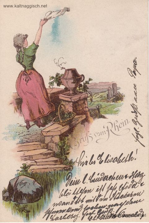 Rheingruss winkendes Maedel gel 1901 Rheingruss winkendes Maedel gel 1901