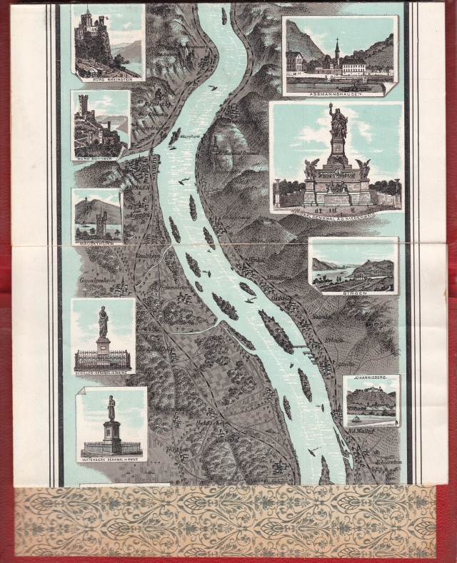 Werbung alt Leporello Rhein roter Einband Inhalt